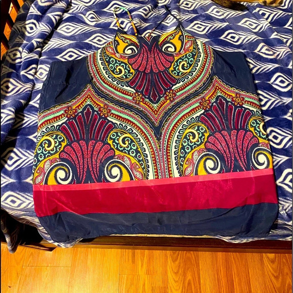 Renee C Bright Colorful Paisley Tank Top Vacation Summer Spring Fun Size XL - Picture 1 of 9